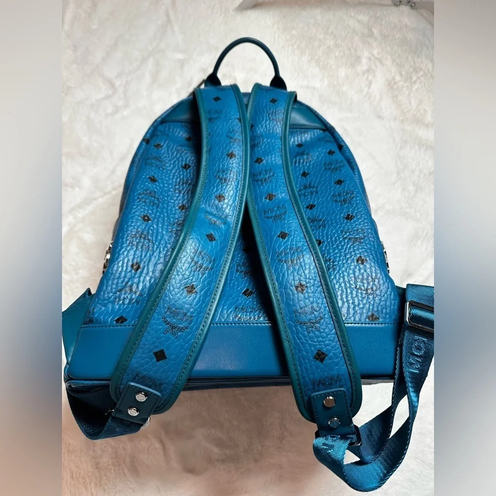 MCM blue Leather Backpack with studs brand new with tag